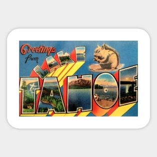 Greetings from Lake Tahoe - Vintage Large Letter Postcard Sticker